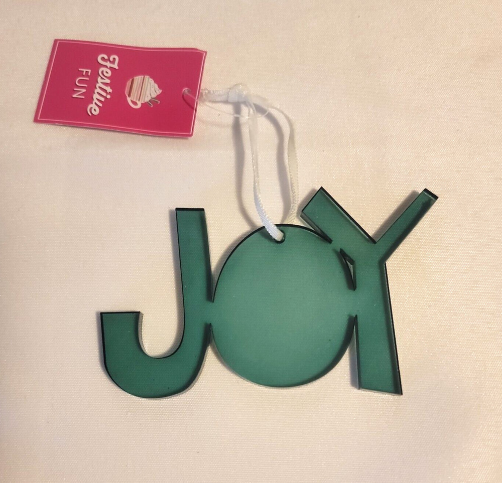 St Nicholas Square Festive Fun JOY Ornament Christmas Green